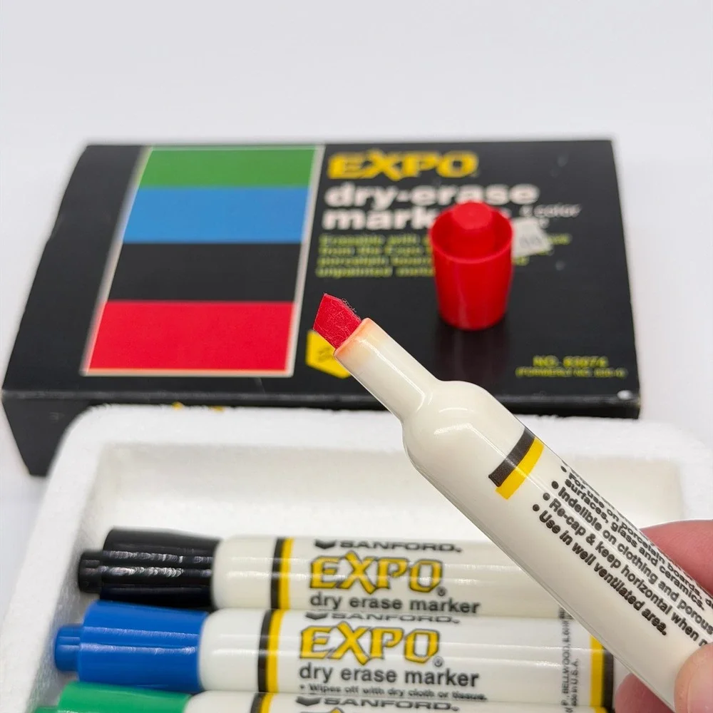 Vintage Sanford Expo Dry Erase Markers 4 Color Set 83074 Chisel Tip SMELLY